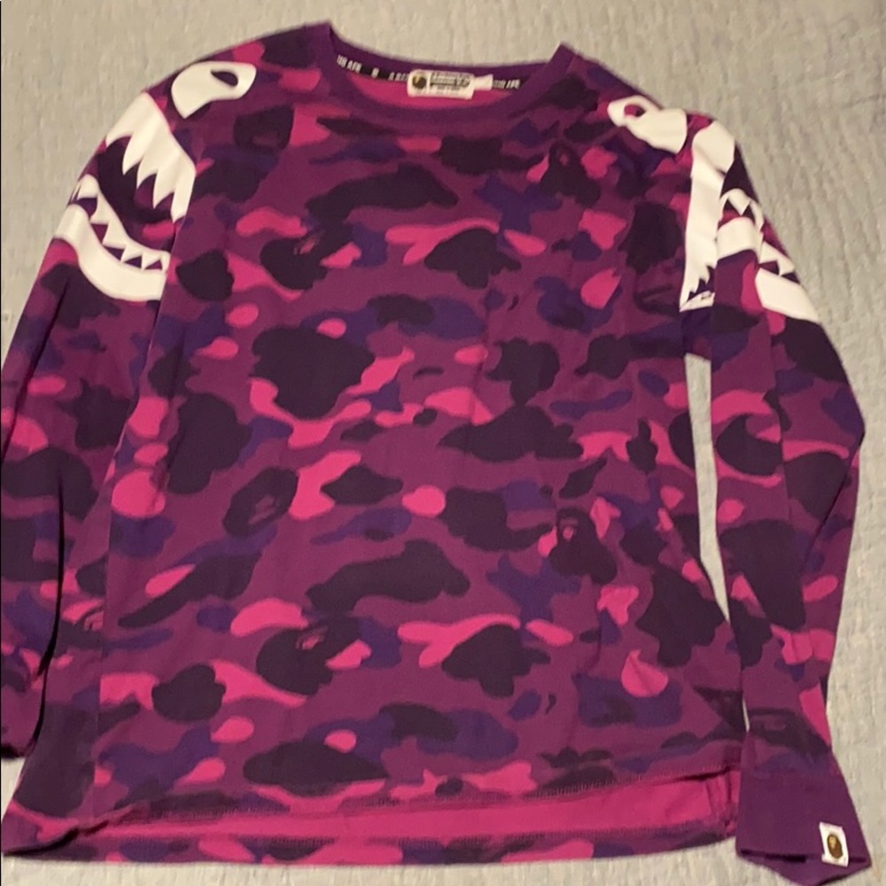 A BATHING APE purple camo long sleeve